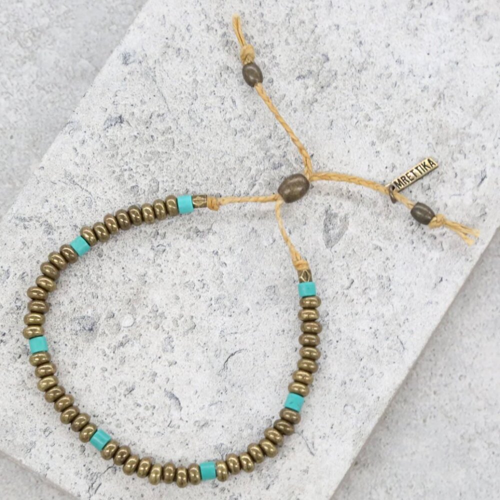 Mr Ettika - He Donis Bracelet in Turquoise and Brass
